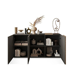 Buffet moderne 3 portes 181x44x86 cm salon cuisine Byron - Gris - Chêne pas cher