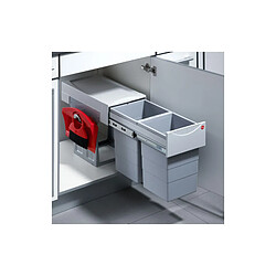 Poubelle coulissante tri sélectif 2 bacs 15L pelle + brosse POU3660