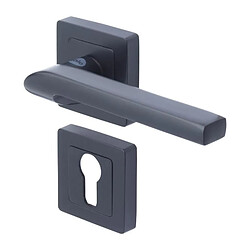 YALE - YPP7-S-PE Poignée de porte carrée de 7 noir YALE - Modele Sienna - passage de cylindre euro