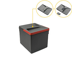 Emuca 8259123 Poubelles pour tiroir de cuisine Recycle avec couvercle anti odeurs, Hauteur 216mm, 1x12litres, Plastique gris an