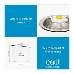 Cat-it Fontaine à Eau pour Chats Catit Flower - 3 L - Dessus en Acier Inoxydable - Avec LED pas cher