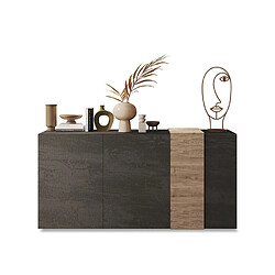 Acheter Buffet moderne 3 portes 181x44x86 cm salon cuisine Byron - Gris - Chêne