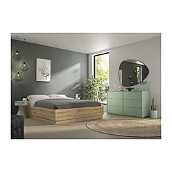 Lit coffre - TIDY - 140 x 190 cm - Chene / Ecru - Sommier inclus - GAMI