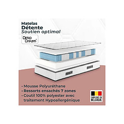 Matelas 90 x 200 cm - Hauteur 24 cm - 380 ressorts ensachés - 7 zones - Equilibré - réve... pas cher