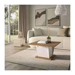 Diagone Table basse bar carrée - Blanc et chêne