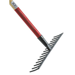 Râteau de jardin à douille ouverte 14 dents droites en acier émmanchée bois pomme 150cm MERMIER 363114