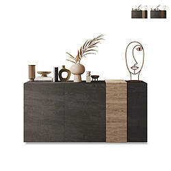 Buffet moderne 3 portes 181x44x86 cm salon cuisine Byron - Gris - Chêne Buffet - VENEZIA - 3 portes - Gris titan mat - Chene Cadiz - 181 x 44 x 84 cm