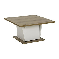 Diagone Table basse bar carrée - Blanc et chêne