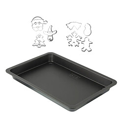 Zenker plaque de cuisson Noël - Noir Plat à four et emporte-pièces Noël - acier inox - revêtement téflon - four 230°C