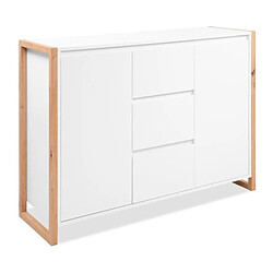 Buffet - DENVER - Chene artisan / Blanc - 2 portes - 3 tiroirs - 120 x 40 x 88 cm