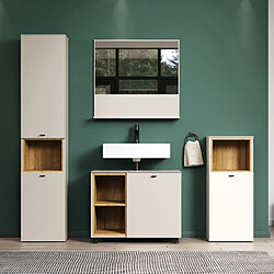 Avis Mes Ensemble de salle de bain 4 meubles beige et chêne clair - AMAZA