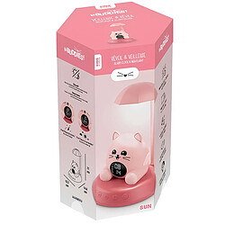 BigBen Réveil Enfant Chat Rétroéclairé avec Veilleuse Musicale et Affichage Digital Rose pas cher