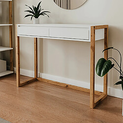 Mes Console 2 tiroirs 100x35x75 cm blanc et chêne - DAYTON