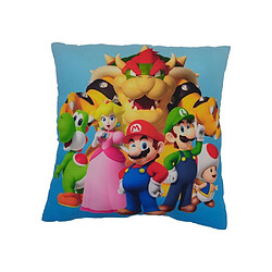 Ss Marque Coussin double face - Carré - MARIO BROS - Mario et ses amis - Microfibre - 40 x 40 cm