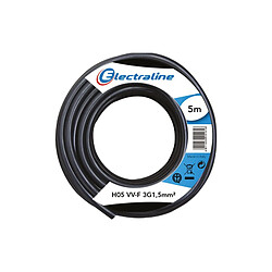 CABLE H05VVF 3G1.5 5M NOIR ELECTRALINE - 60107073D