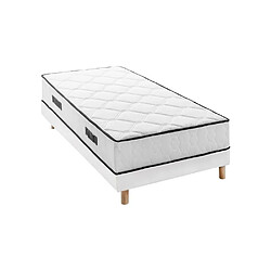 Ensemble matelas sommier 90 x 190 cm Hauteur 27 cm - ressorts ensachés - 7 zones - réver...