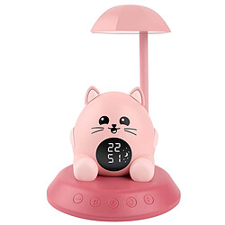 BigBen Réveil Enfant Chat Rétroéclairé avec Veilleuse Musicale et Affichage Digital Rose
