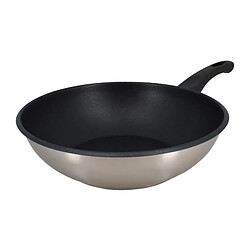 Wok - MENASTYL - 6020252 - En acier inoxydable - 28 cm - Tous feux dont induction pas cher