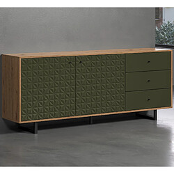 Acheter Mes Buffet 2 portes 3 tiroirs décor chêne et vert - RYA