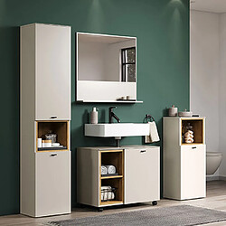 Mes Ensemble de salle de bain 4 meubles beige et chêne clair - AMAZA