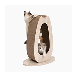 Cat'It Griffoir pour chat - CATIT - Pixi Grand - Avec balle en tissu et plume - Aspect chene naturel