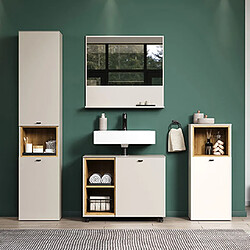 Mes Ensemble de salle de bain 4 meubles beige et chêne clair - AMAZA