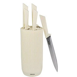 Ensemble de 5 couteaux - JOCCA - Bloc en polypropylène - Beige
