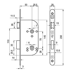 Coffre de serrure monopoint NFQC carré 7 mm à condamnation axe 50 mm noir HERACLES G856H277K4