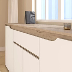 Avis Buffet bas - BETTY - Panneaux de particules - Blanc/Chêne - 4 portes - 1 tiroir - PARISOT