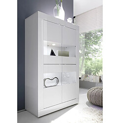 Acheter Vitrine de salon moderne 4 portes en verre blanc brillant Tina Wh Basic