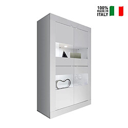Vitrine de salon moderne 4 portes en verre blanc brillant Tina Wh Basic