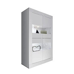 Avis Vitrine de salon moderne 4 portes en verre blanc brillant Tina Wh Basic