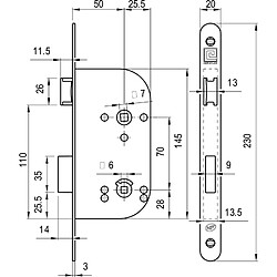 Coffre monopoint à larder NF condamnation 50 mm blanc sans gâche Héraclès I L610 50B