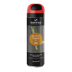 Bombe peinture temporaire Tempo TP 500ml rouge fluo SOPPEC 141613O