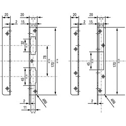 Jeu de gâches équerre pour serrure Trilock Série 5000 bout carré gauche VACHETTE 16607000
