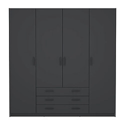 Ss marque Armoire 4 portes 3 tiroirs - Gris
