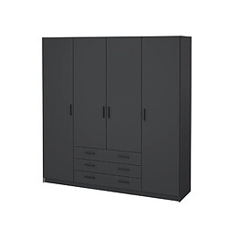 Ss marque Armoire 4 portes 3 tiroirs - Gris pas cher