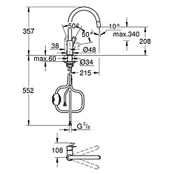 Mitigeur évier BAULOOP bec haut avec douchette extractible GROHE 30543000