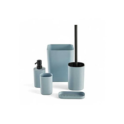 Today Ensemble d'accessoires de salle de bain en plastique UTILITY - 5 pièces - Bleu Ensemble d'accessoires de salle de bain 5 pièces - Brosse WC - Plastique bleu