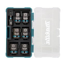 Makita Coffret 6 douilles impact 1/2" - Noir Coffret de douilles hexagonales - acier - 6 pans - pour clé à cliquet - avec adaptateur