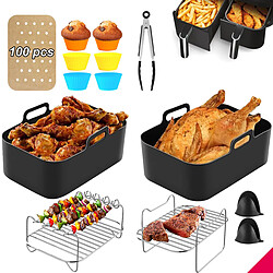 DZMDIP 7 Pièces Accessoires Air Fryer compatible avec NINJA, 2 Moule Silicone Accessoires pour Airfryer Friteuse sans huile 4,2-10,4L