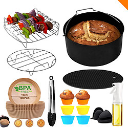 DZMDIP 9 PCS Accessoires pour Airfryer [8 Pouces] Compatible avec NINJA Air Fryer AF180EU/160EU, Philips 7,2L - avec Pulvérisateur d'huile