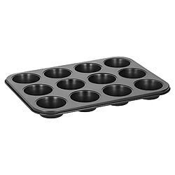 Alpina Moule à Muffins / Cupcakes 12 Cavités Antiadhésif Cuisson Homogène Noir