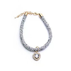 General Collier de luxe en cristal pour chat, pendentif en forme de cœur, strass réfléchissants, réglable, accessoires pour animaux de compagnie~00508