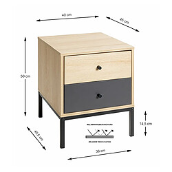 Avis Pegane Table de chevet 2 tiroirs - Noir