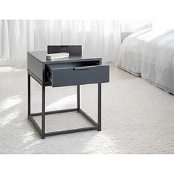 Pegane Table de chevet 1 tiroir - Noir