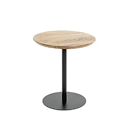 Pegane Table d'appoint ronde - Chêne naturel et noir