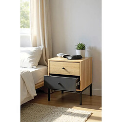 Pegane Table de chevet 2 tiroirs - Noir