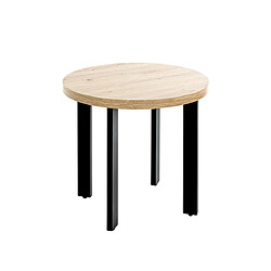 Pegane Table basse ronde - Chêne métal noir