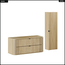 OTITEC Ensemble de meubles sous vasque - 120 cm - avec Plan - Colonne - OLIVE - Chêne